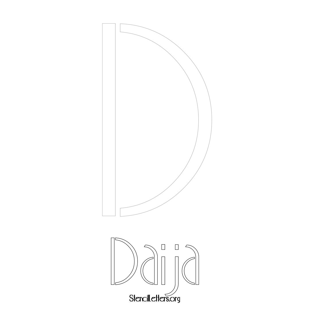 Daija printable name initial stencil in Art Deco Lettering