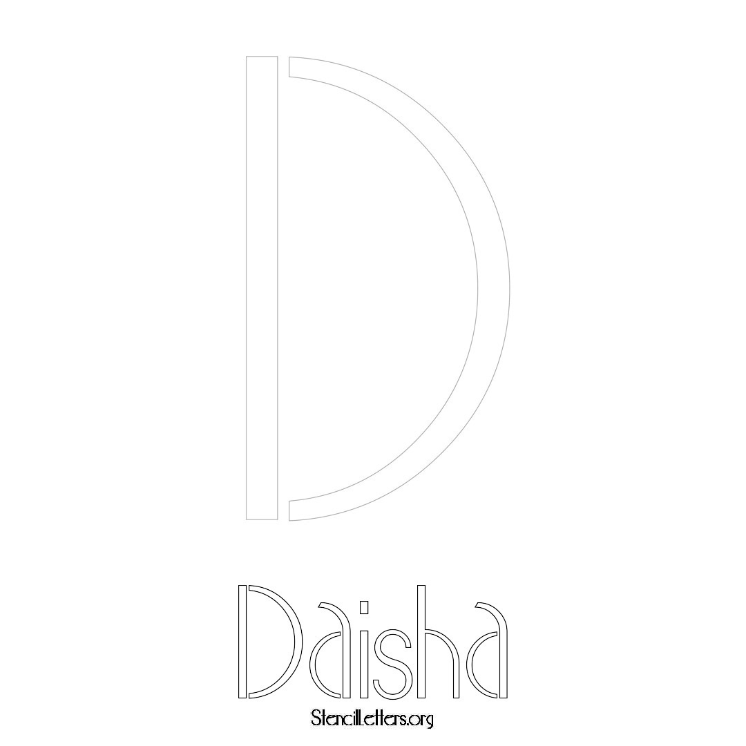 Daisha printable name initial stencil in Art Deco Lettering