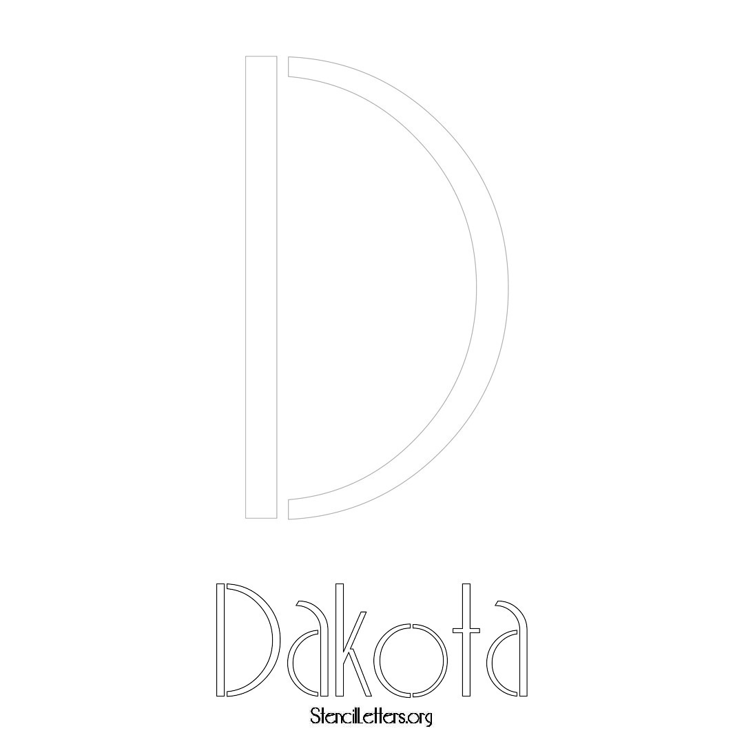 Dakota printable name initial stencil in Art Deco Lettering