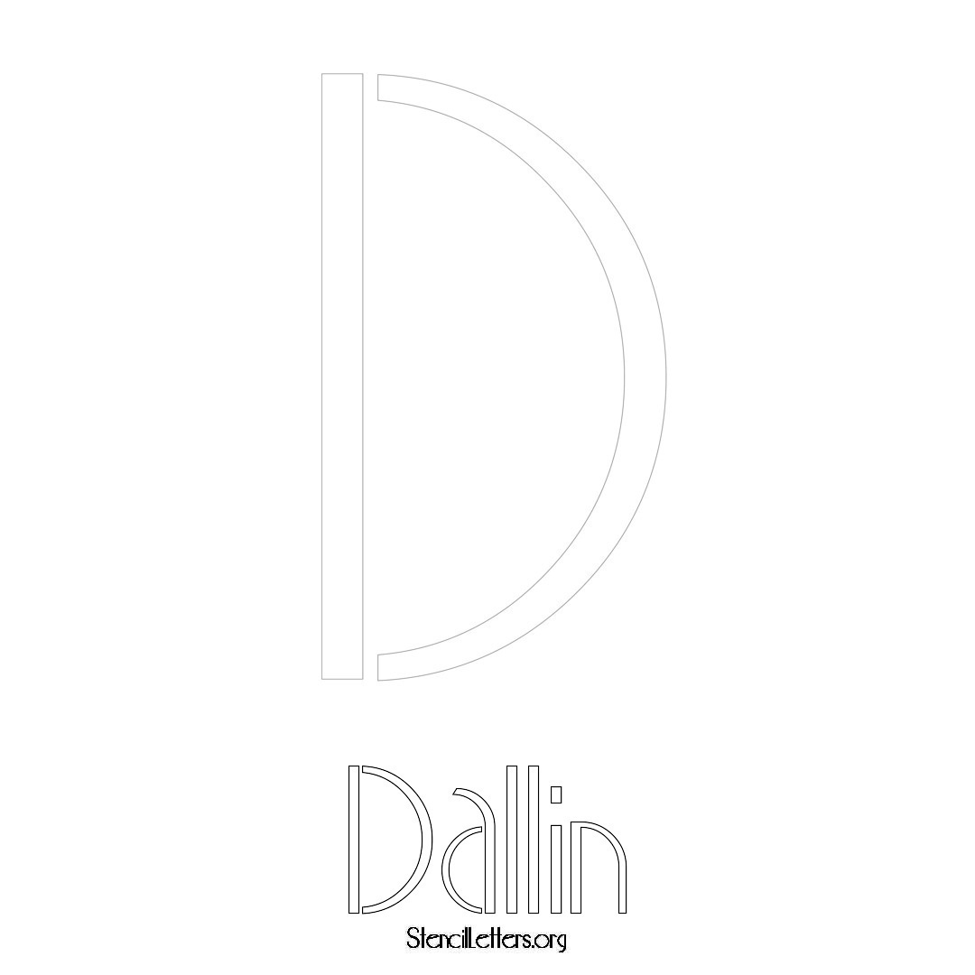 Dallin printable name initial stencil in Art Deco Lettering