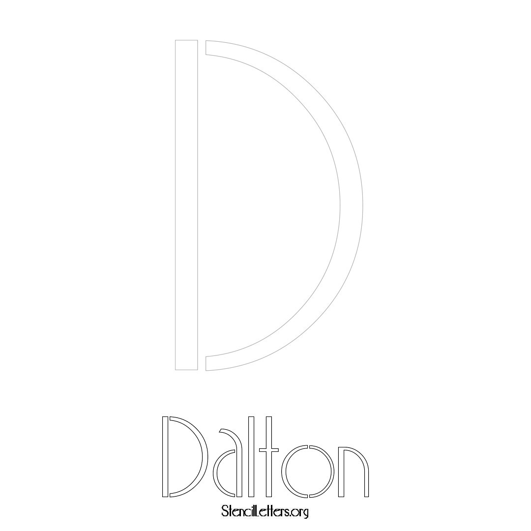 Dalton printable name initial stencil in Art Deco Lettering