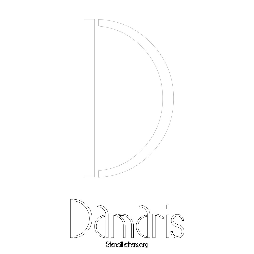 Damaris printable name initial stencil in Art Deco Lettering