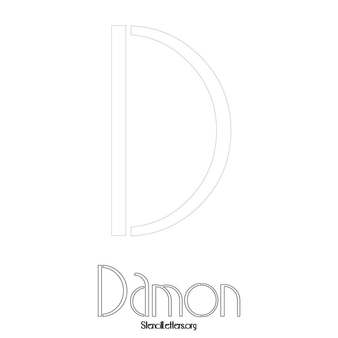 Damon printable name initial stencil in Art Deco Lettering