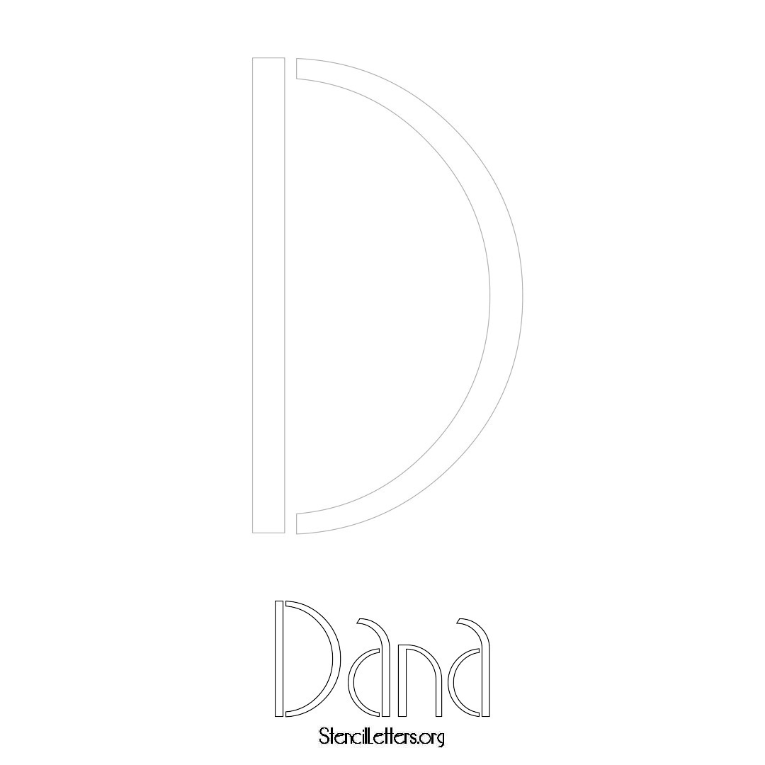 Dana printable name initial stencil in Art Deco Lettering