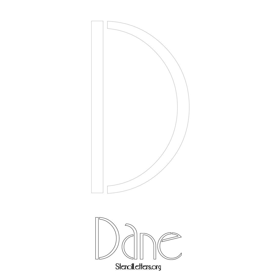 Dane printable name initial stencil in Art Deco Lettering