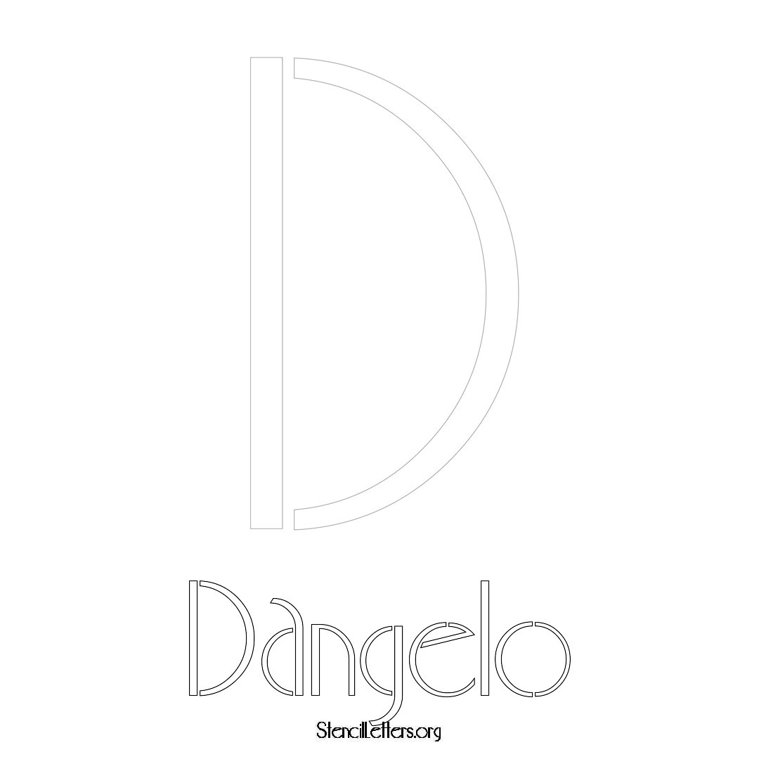 Dangelo printable name initial stencil in Art Deco Lettering