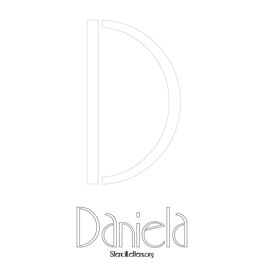 Daniela printable name initial stencil in Art Deco Lettering