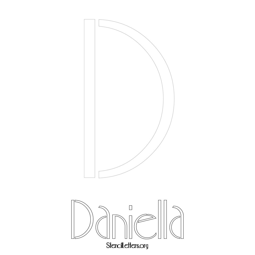 Daniella printable name initial stencil in Art Deco Lettering