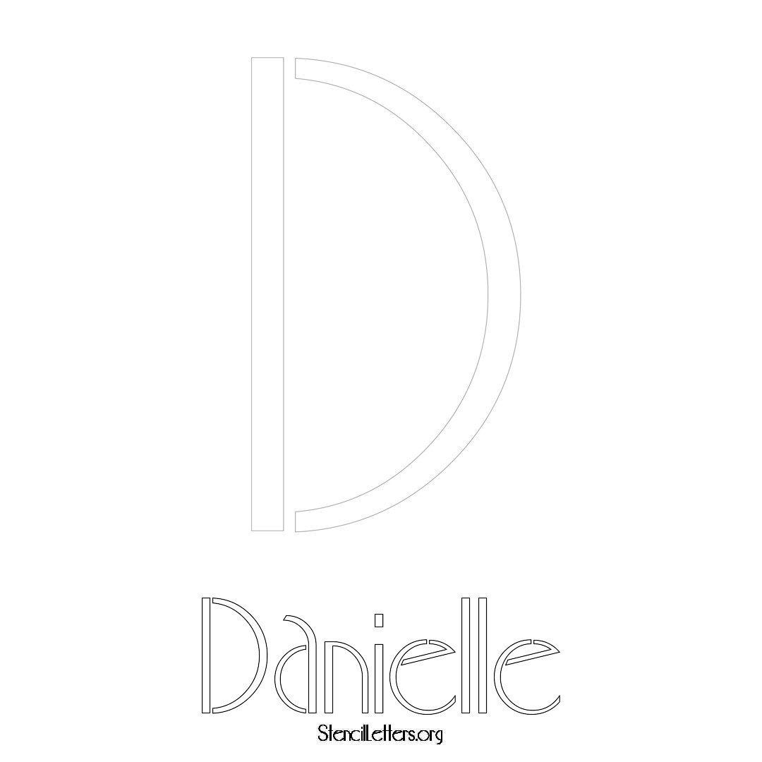 Danielle printable name initial stencil in Art Deco Lettering