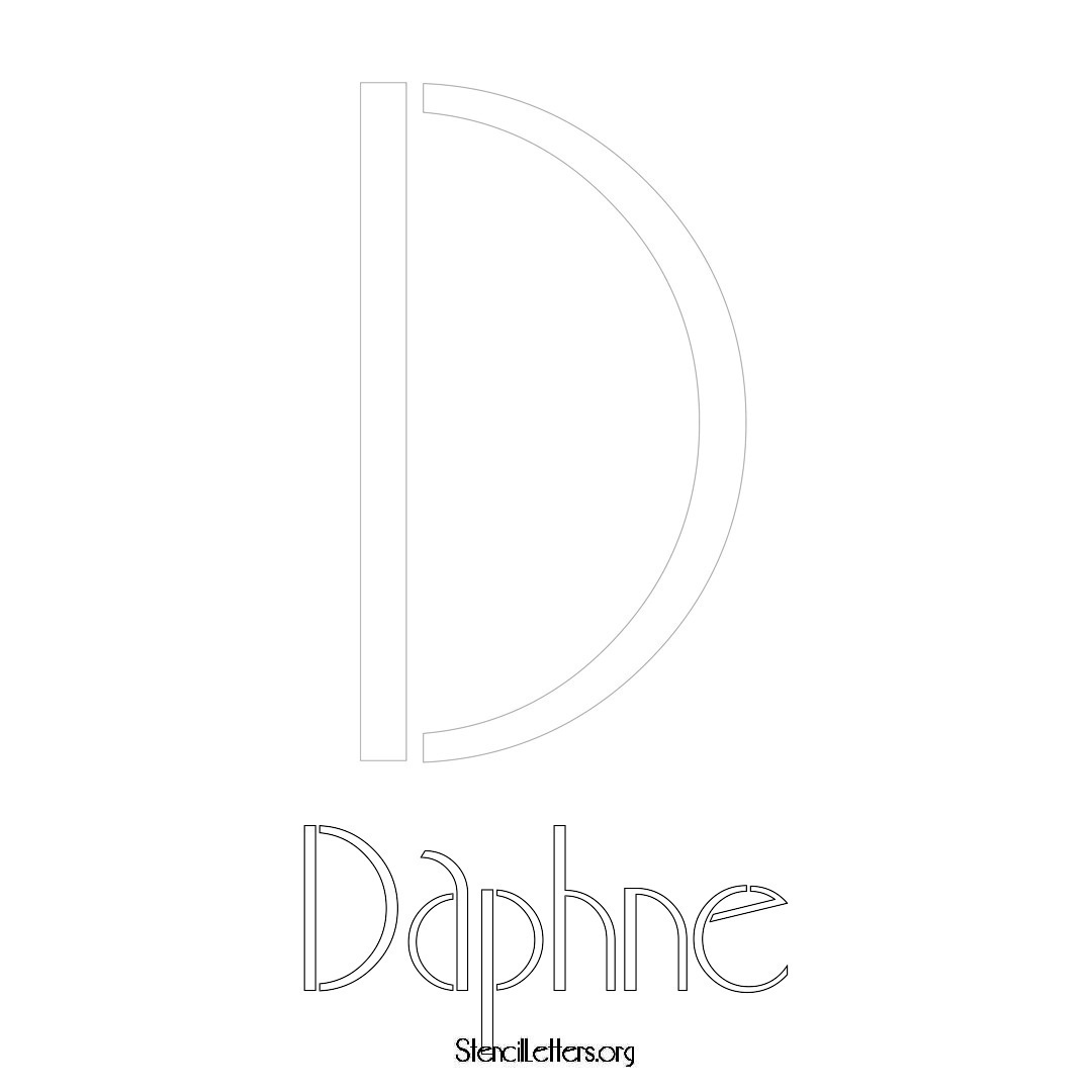 Daphne printable name initial stencil in Art Deco Lettering