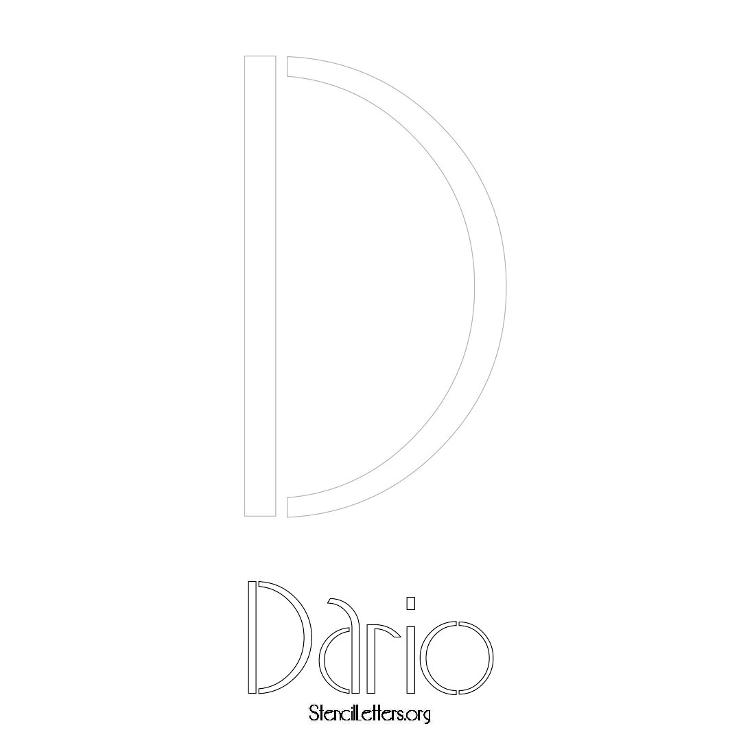 Dario printable name initial stencil in Art Deco Lettering