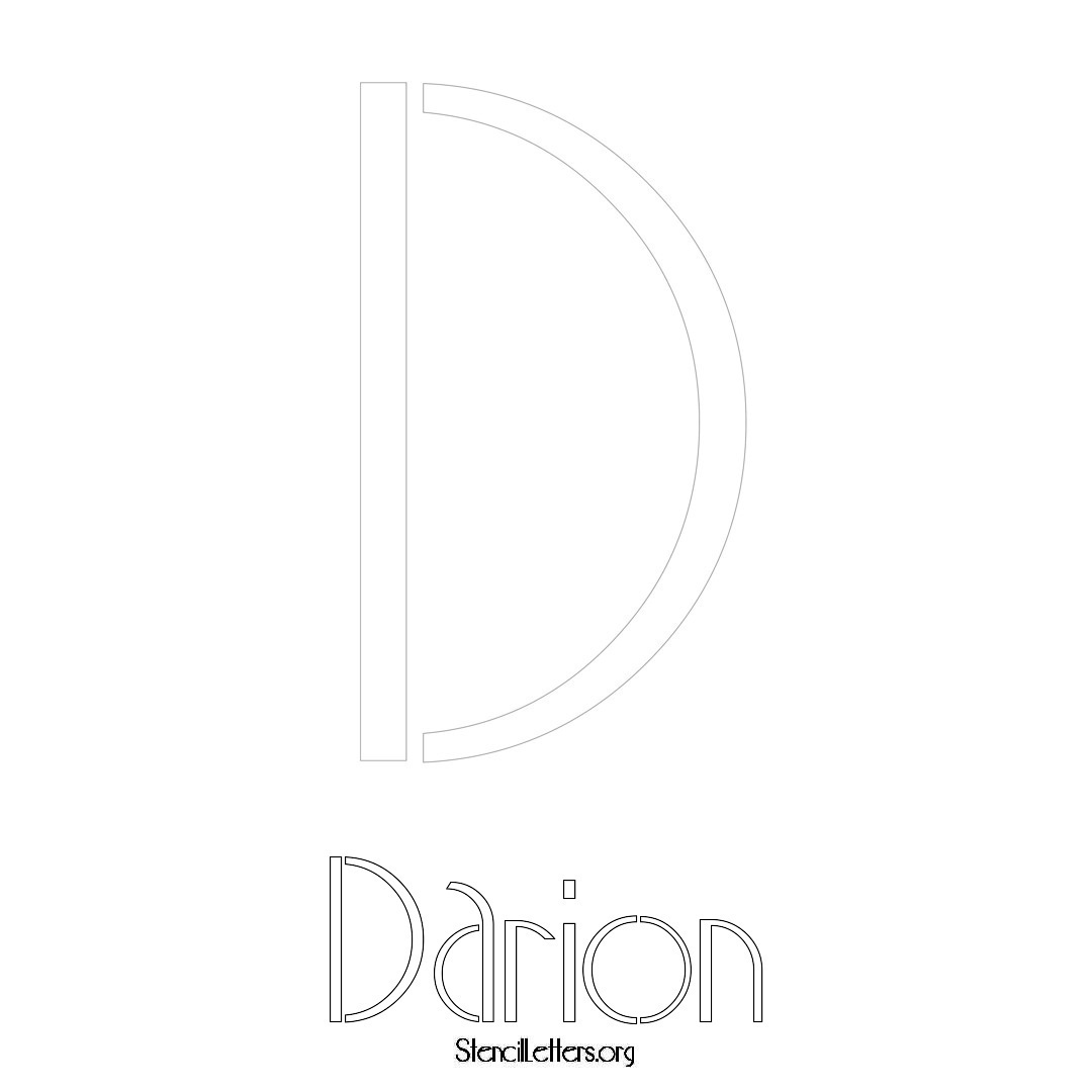 Darion printable name initial stencil in Art Deco Lettering