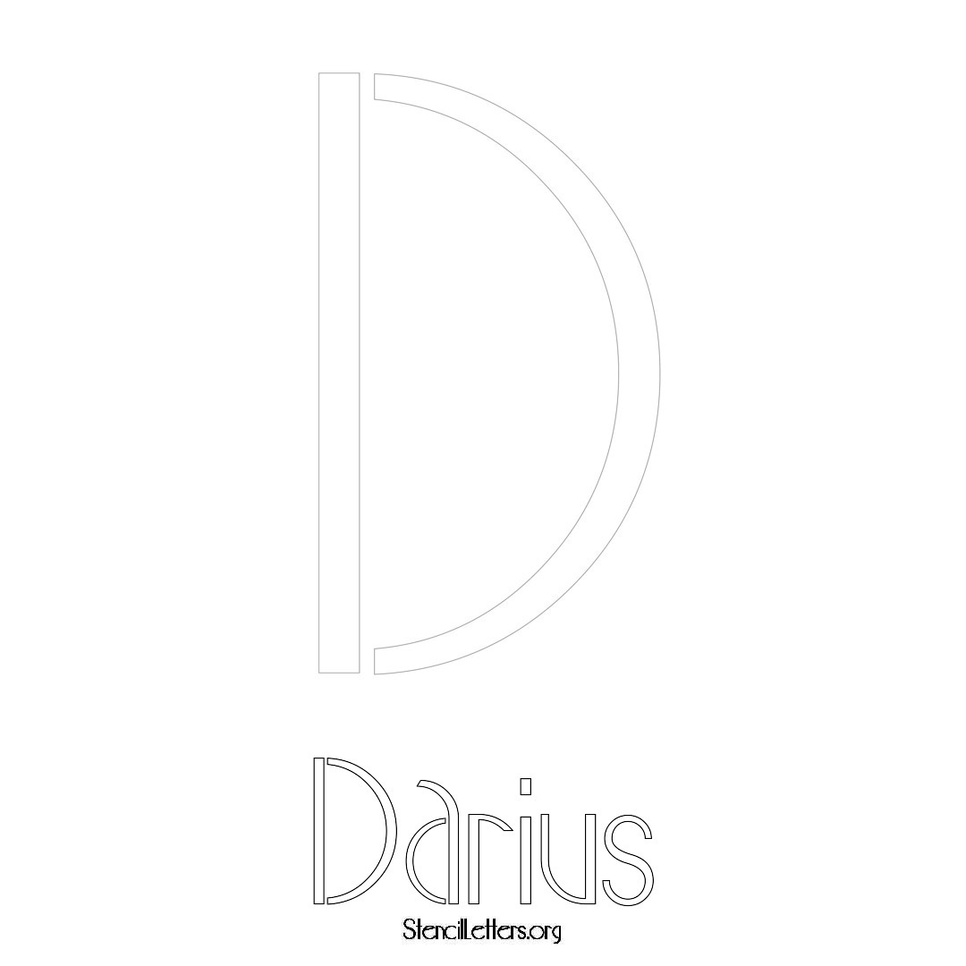 Darius printable name initial stencil in Art Deco Lettering