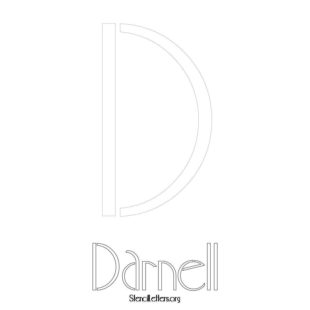 Darnell printable name initial stencil in Art Deco Lettering