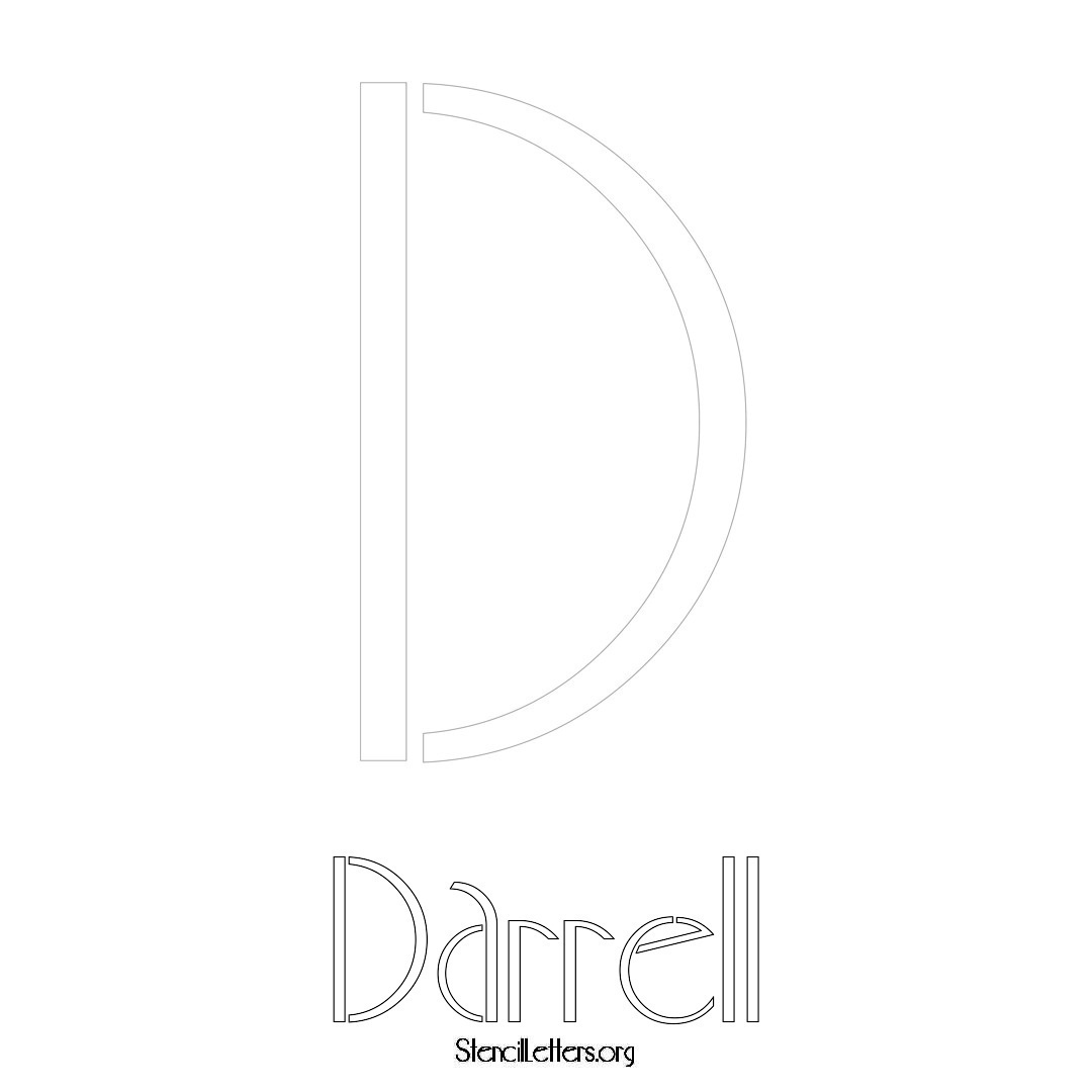 Darrell printable name initial stencil in Art Deco Lettering