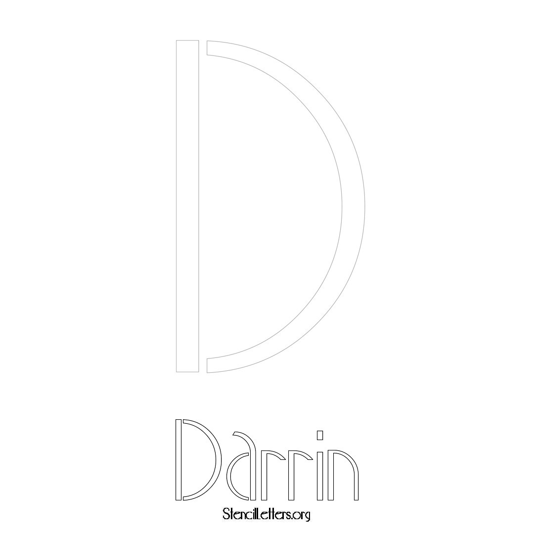 Darrin printable name initial stencil in Art Deco Lettering