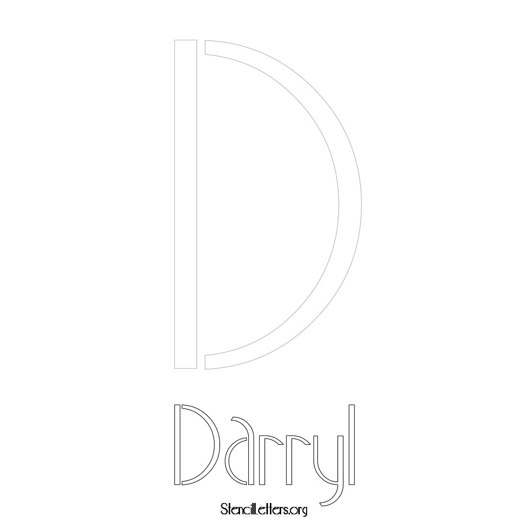 Darryl printable name initial stencil in Art Deco Lettering