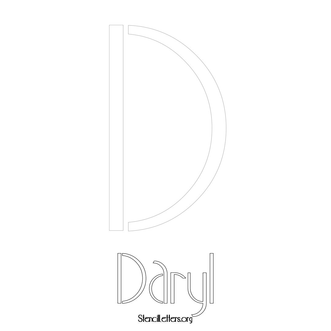 Daryl printable name initial stencil in Art Deco Lettering