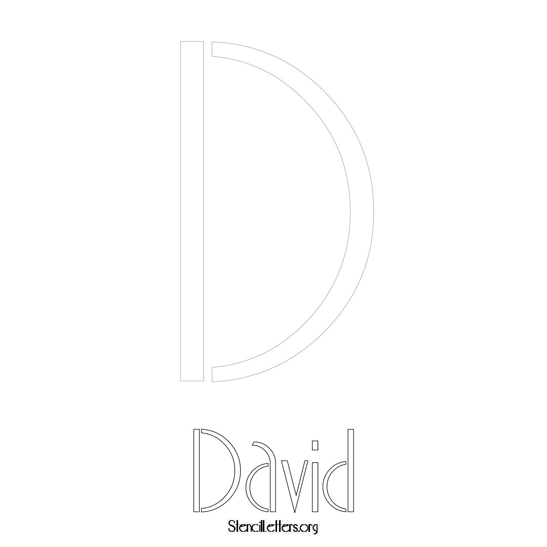 David printable name initial stencil in Art Deco Lettering