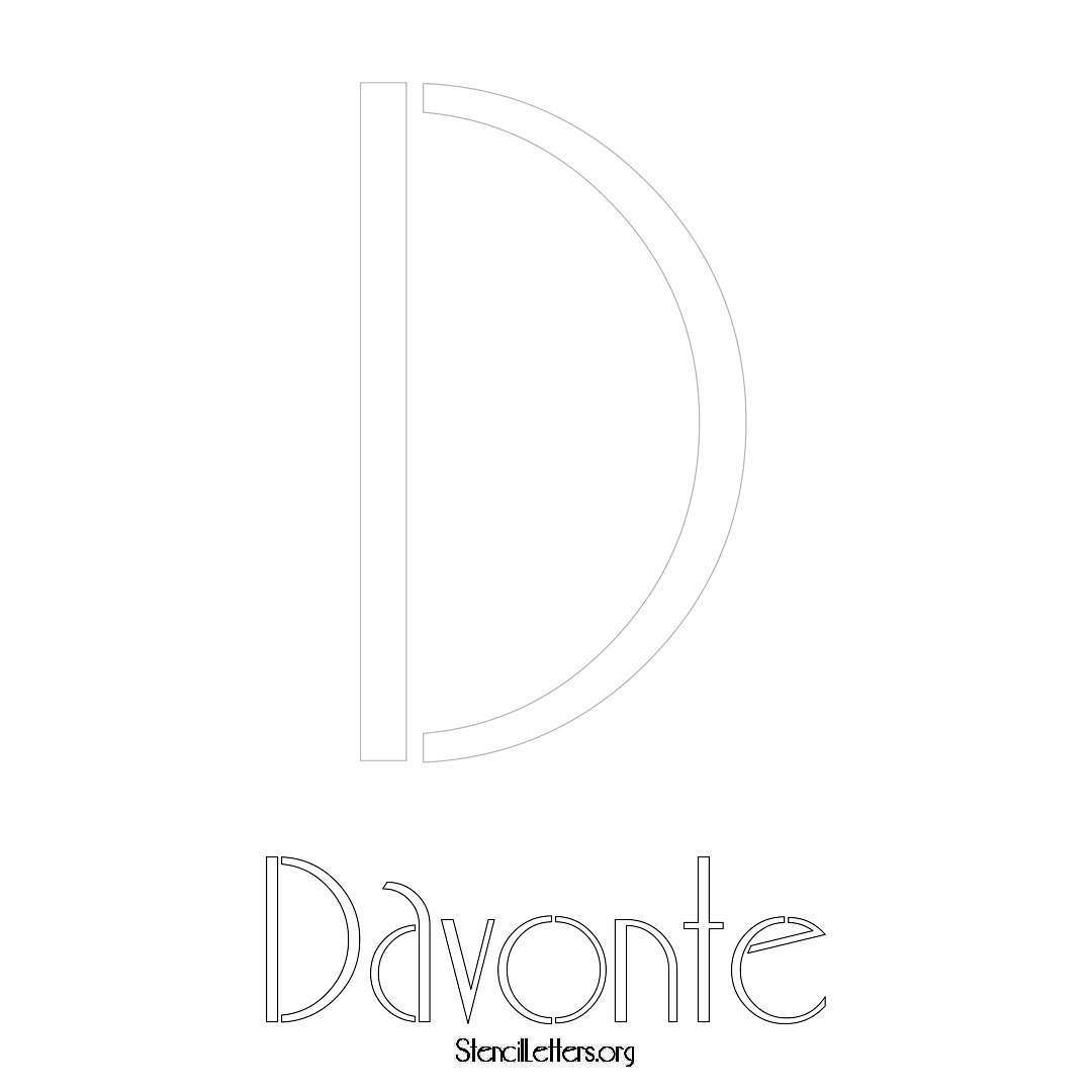 Davonte printable name initial stencil in Art Deco Lettering