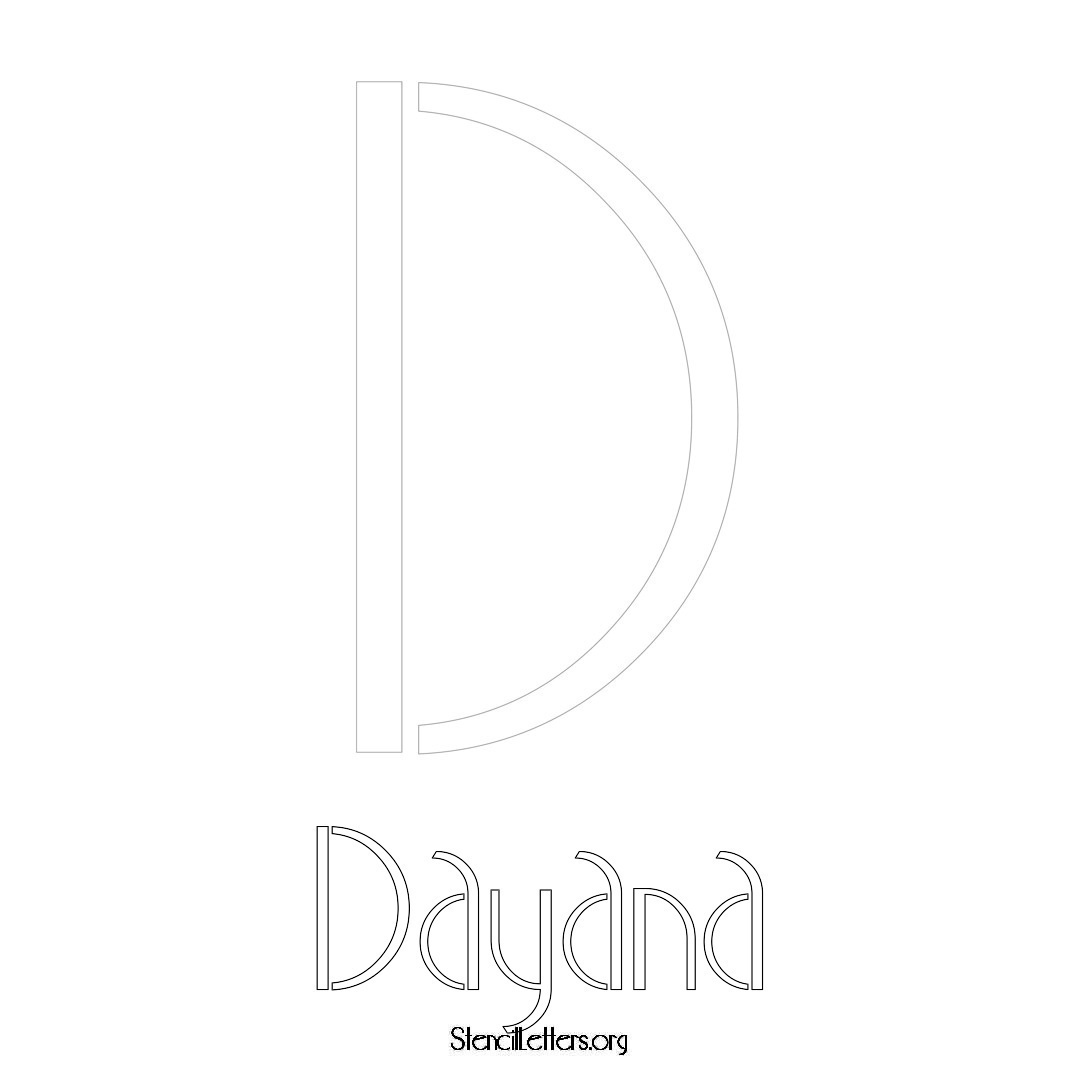 Dayana printable name initial stencil in Art Deco Lettering