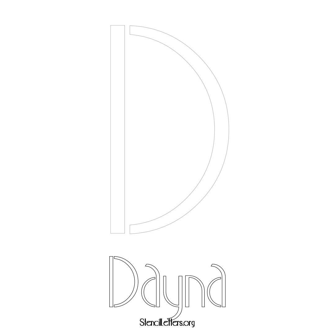 Dayna printable name initial stencil in Art Deco Lettering