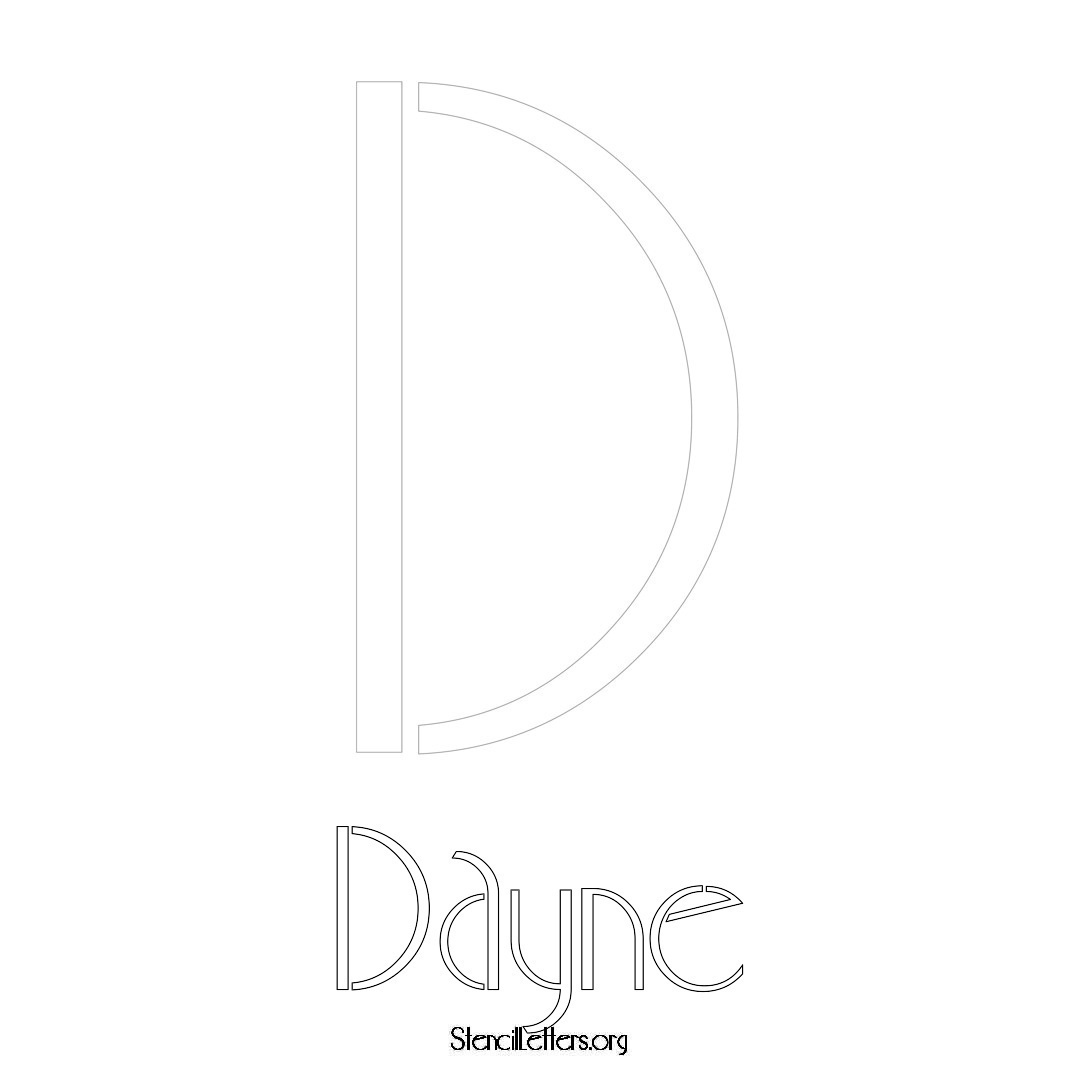 Dayne printable name initial stencil in Art Deco Lettering