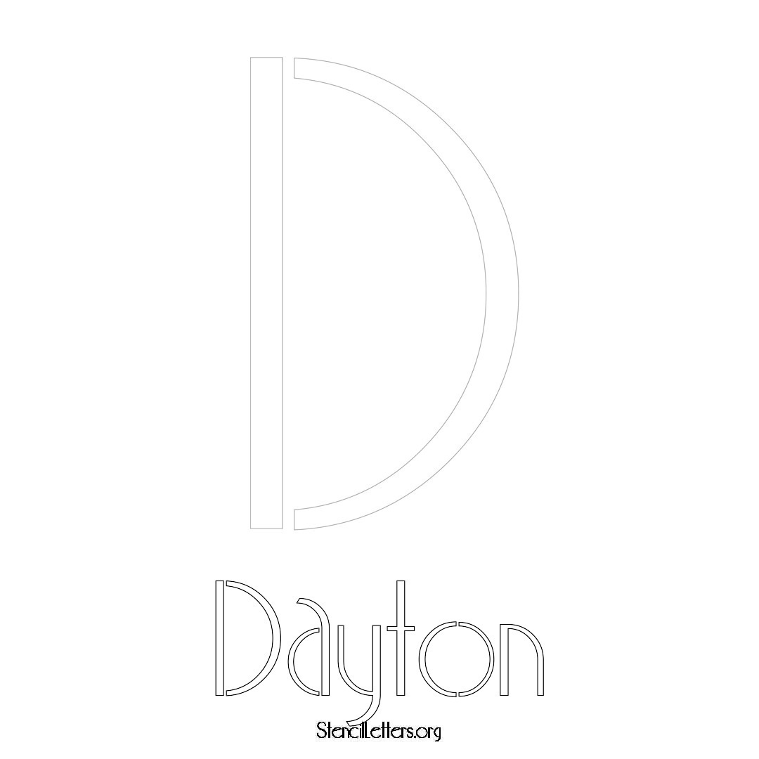 Dayton printable name initial stencil in Art Deco Lettering