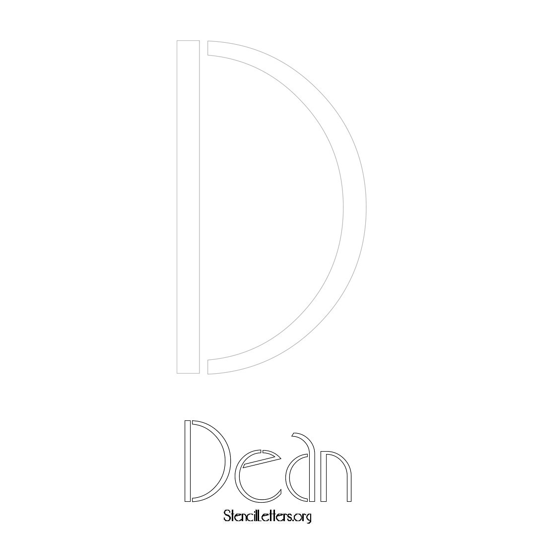 Dean printable name initial stencil in Art Deco Lettering