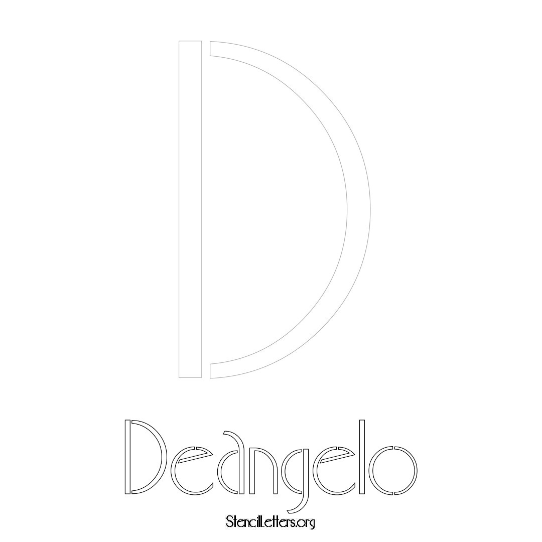 Deangelo printable name initial stencil in Art Deco Lettering