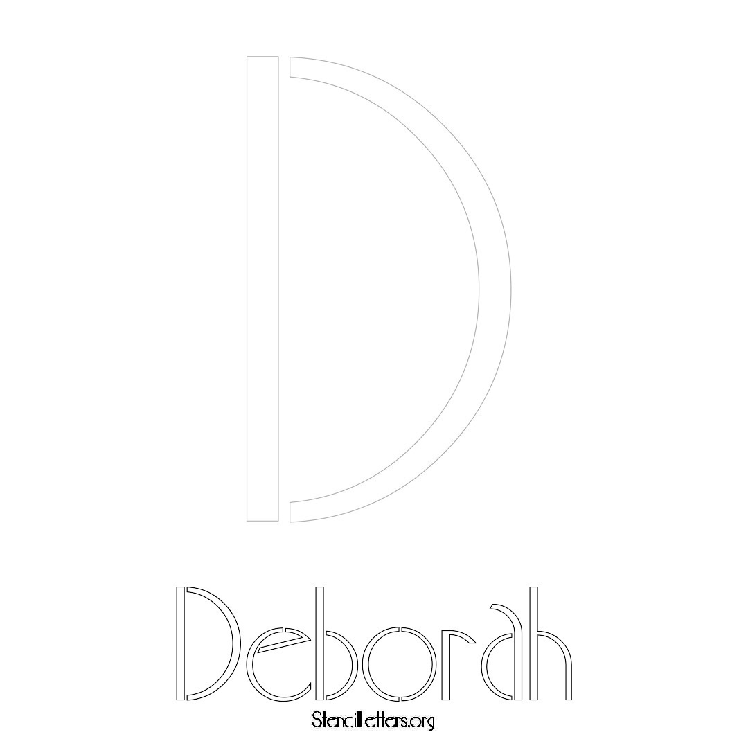 Deborah printable name initial stencil in Art Deco Lettering