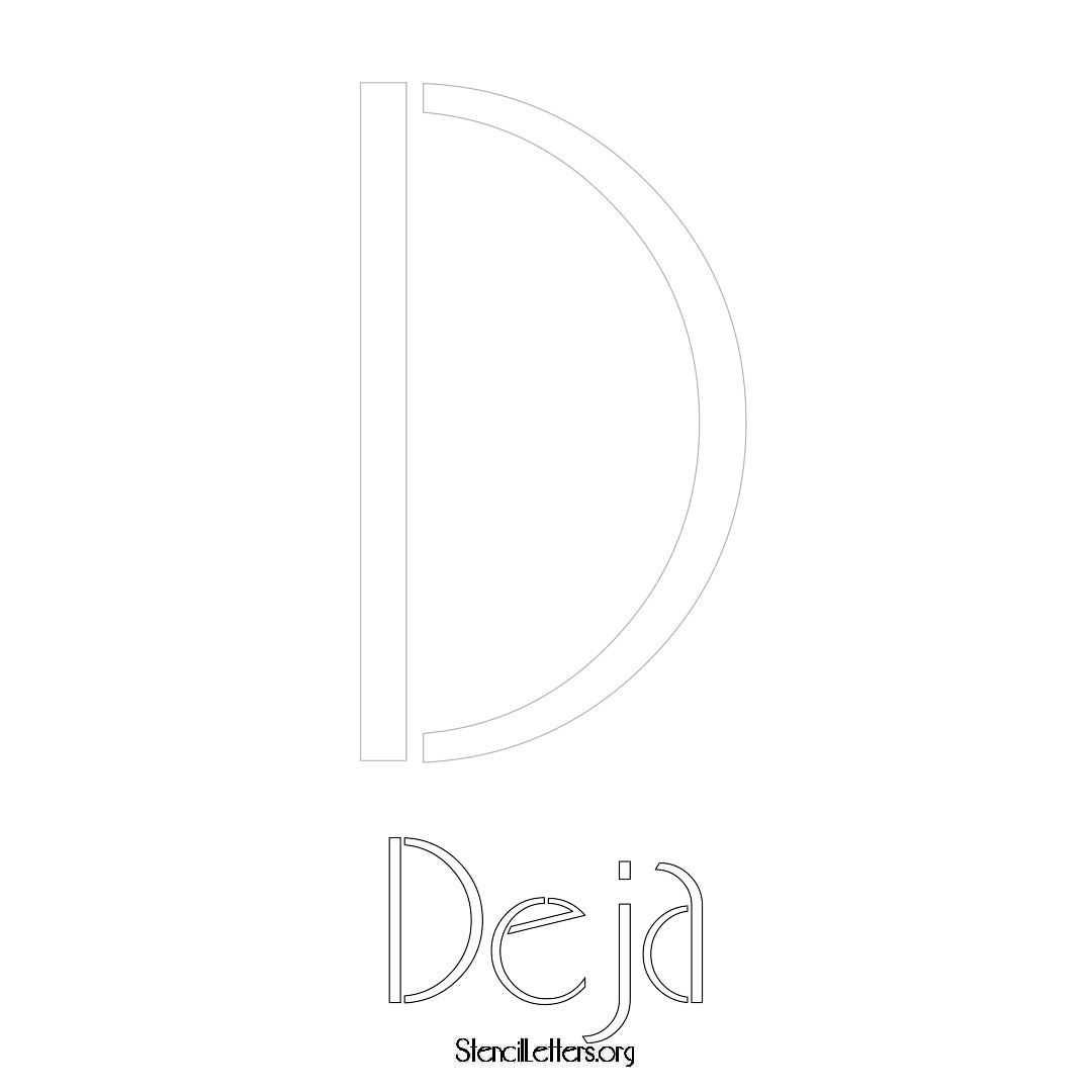 Deja printable name initial stencil in Art Deco Lettering