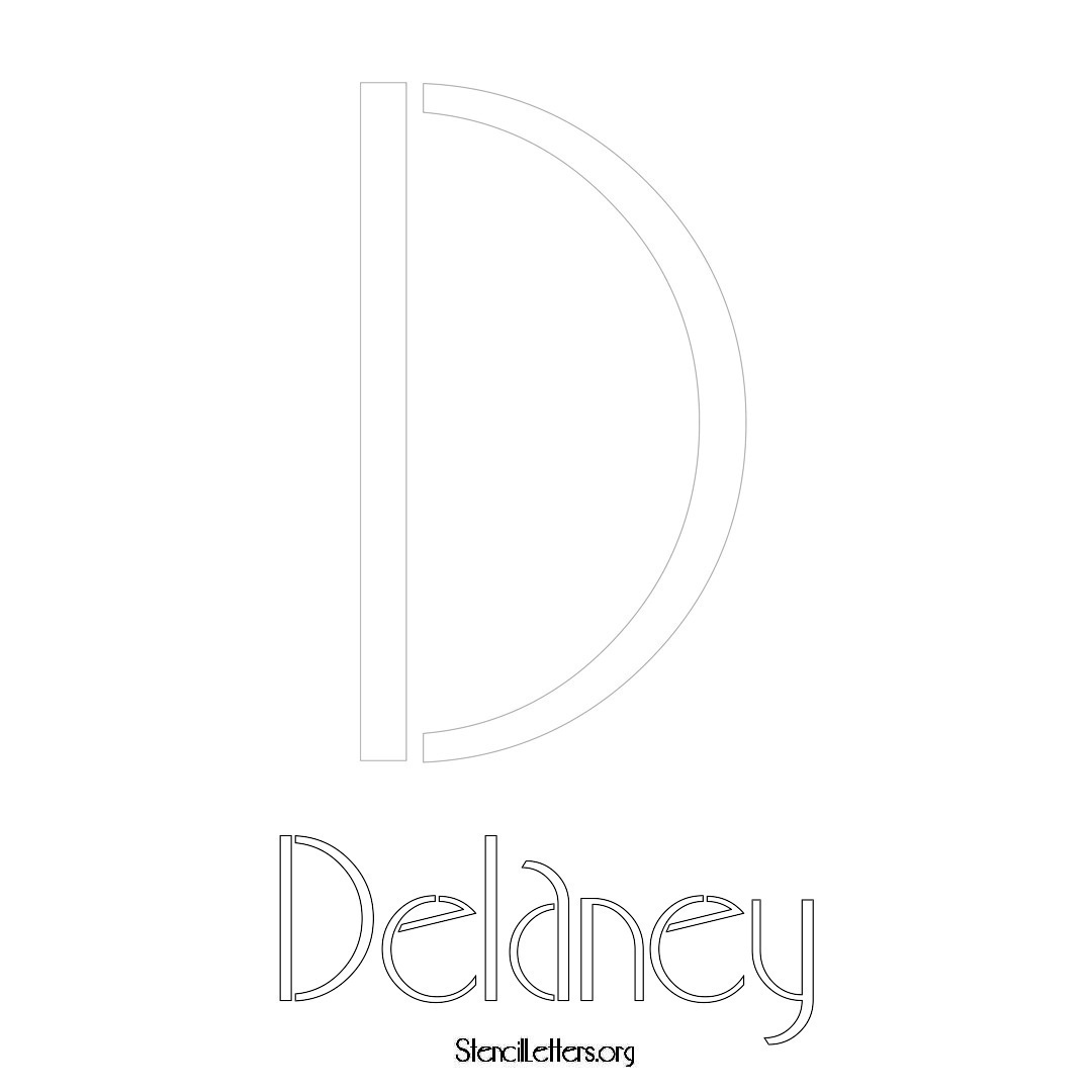 Delaney printable name initial stencil in Art Deco Lettering