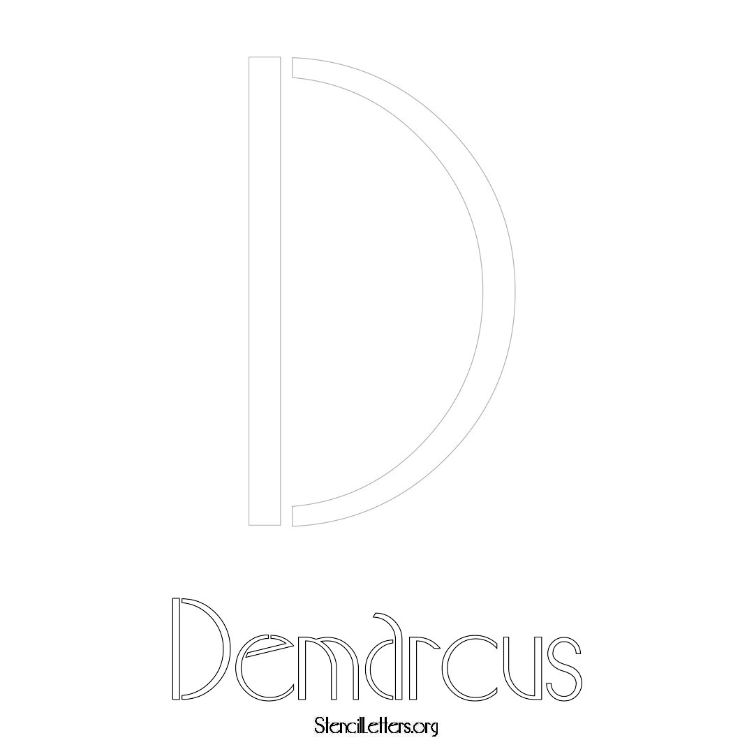 Demarcus printable name initial stencil in Art Deco Lettering