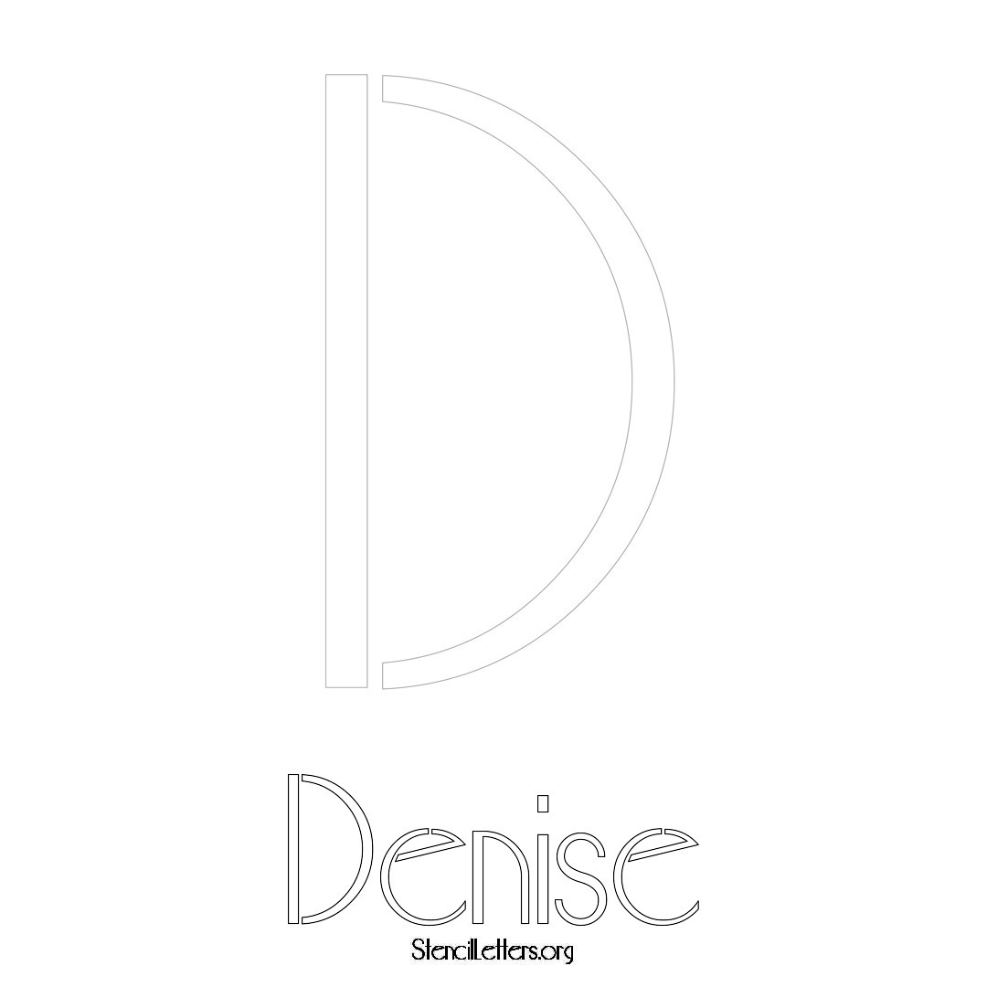 Denise printable name initial stencil in Art Deco Lettering