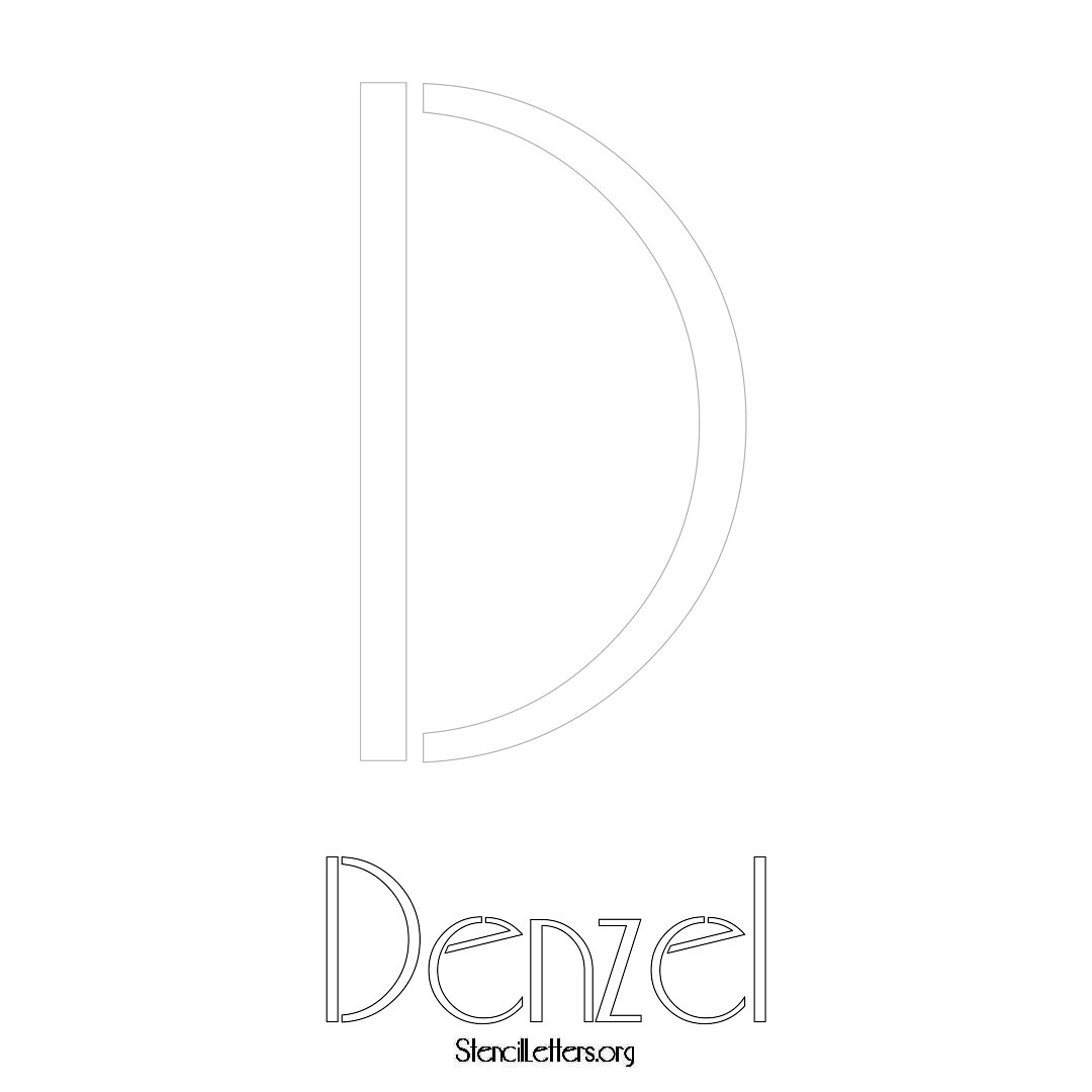 Denzel printable name initial stencil in Art Deco Lettering