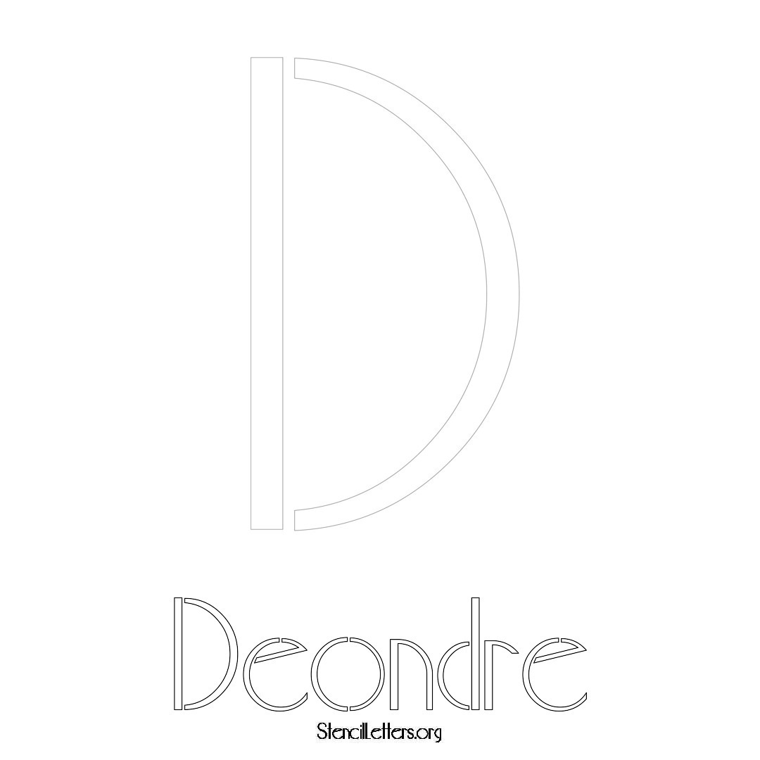 Deondre printable name initial stencil in Art Deco Lettering