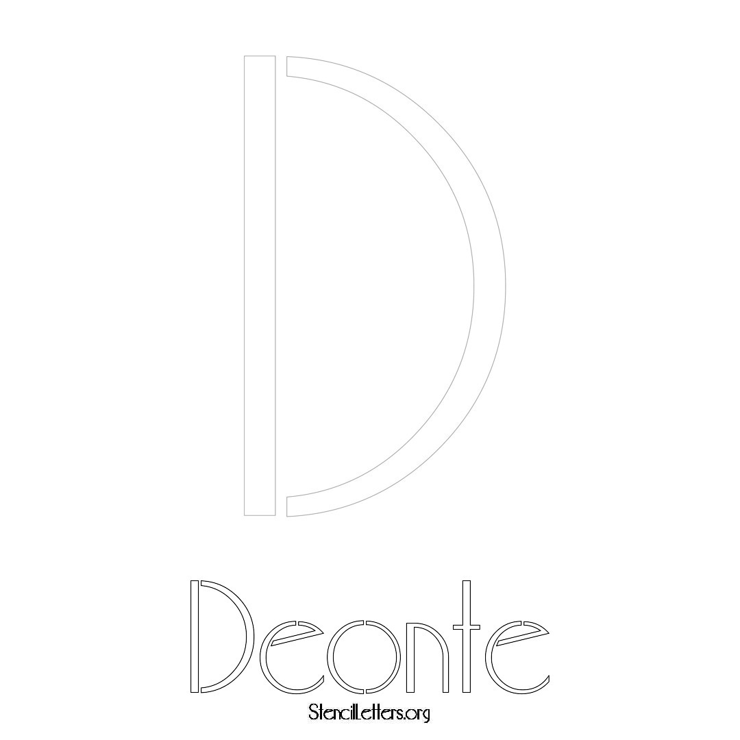 Deonte printable name initial stencil in Art Deco Lettering