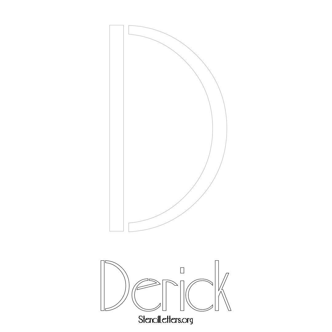 Derick printable name initial stencil in Art Deco Lettering