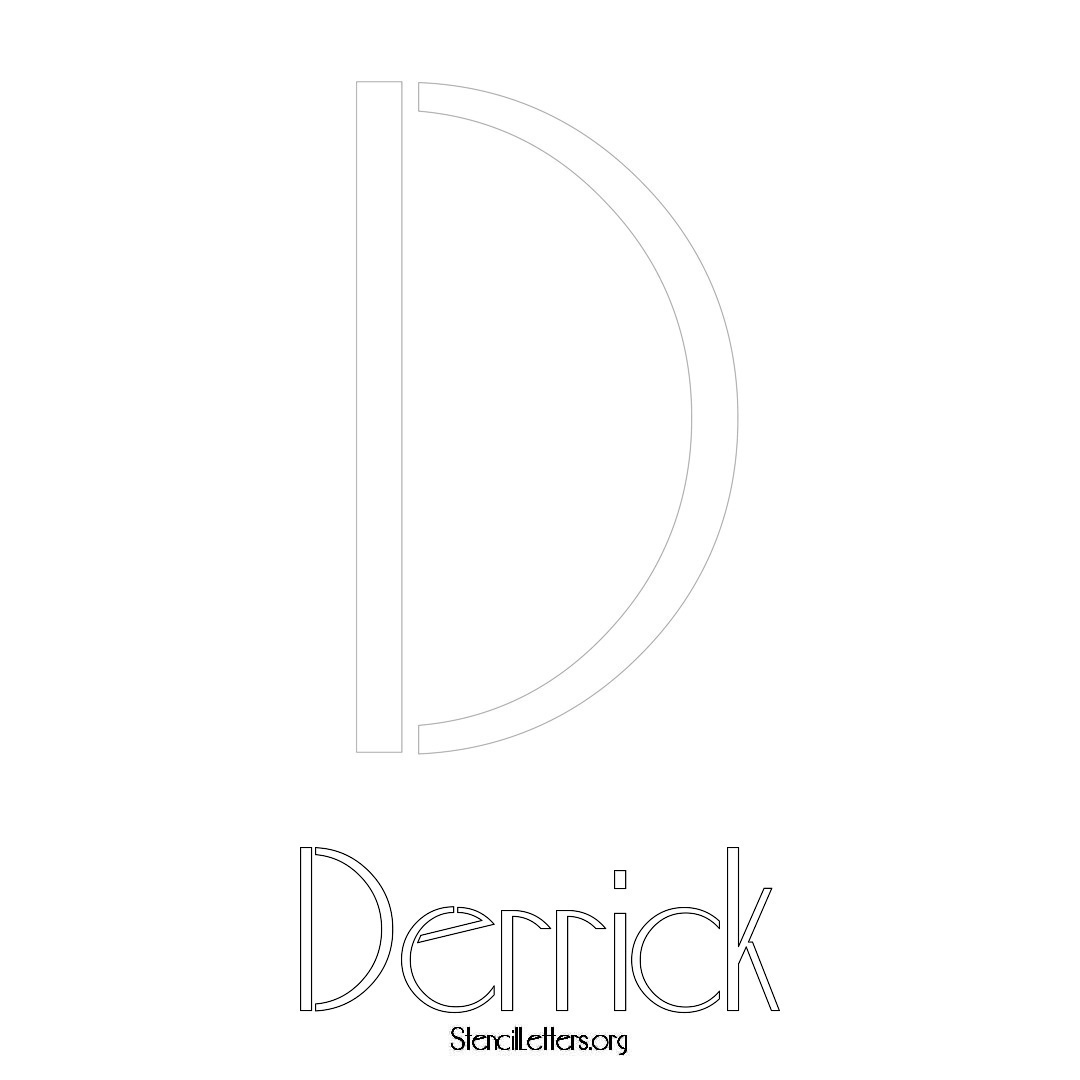 Derrick printable name initial stencil in Art Deco Lettering