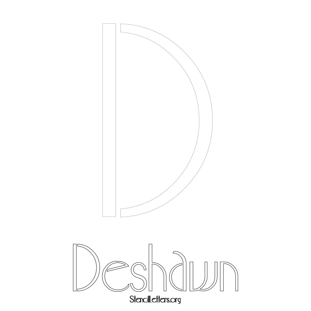 Deshawn printable name initial stencil in Art Deco Lettering