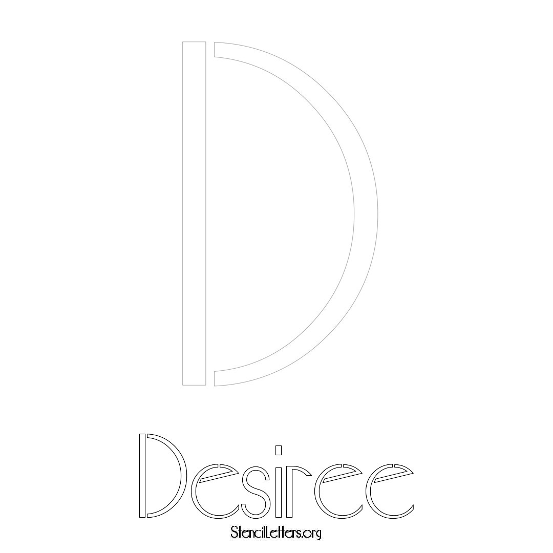 Desiree printable name initial stencil in Art Deco Lettering