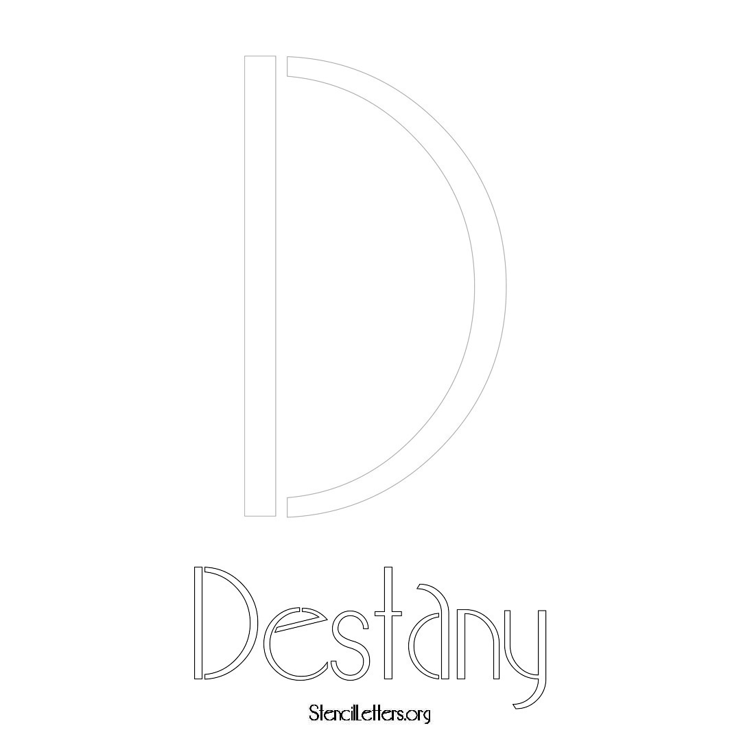 Destany printable name initial stencil in Art Deco Lettering