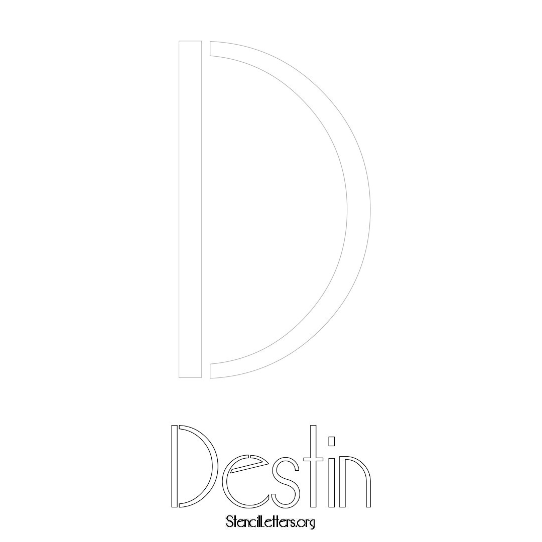 Destin printable name initial stencil in Art Deco Lettering