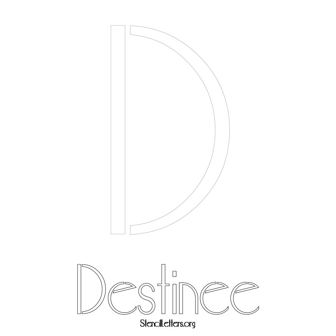 Destinee printable name initial stencil in Art Deco Lettering