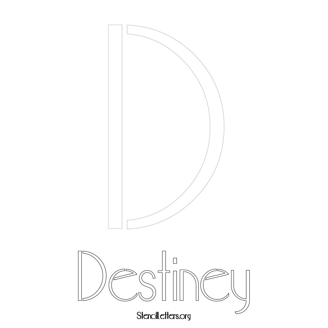 Destiney printable name initial stencil in Art Deco Lettering