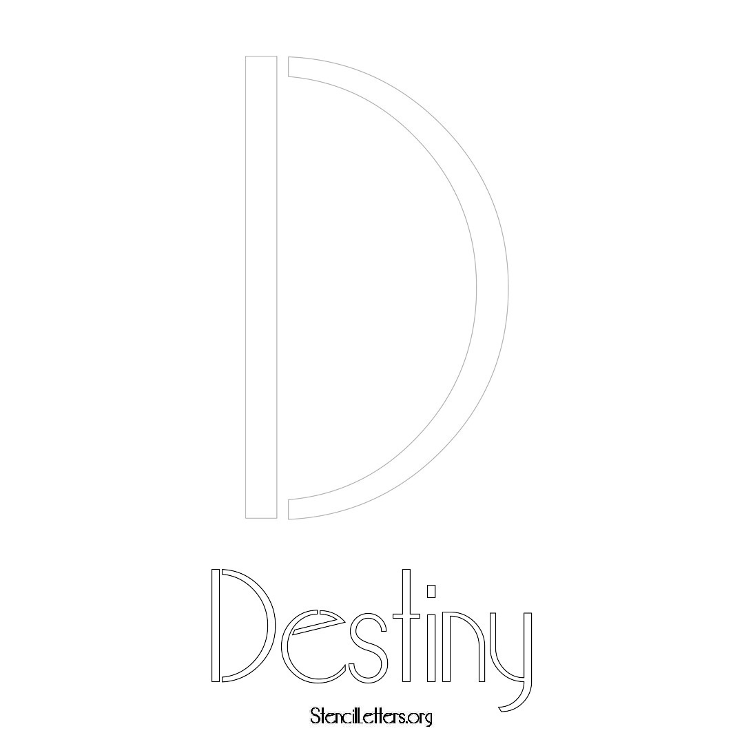 Destiny printable name initial stencil in Art Deco Lettering