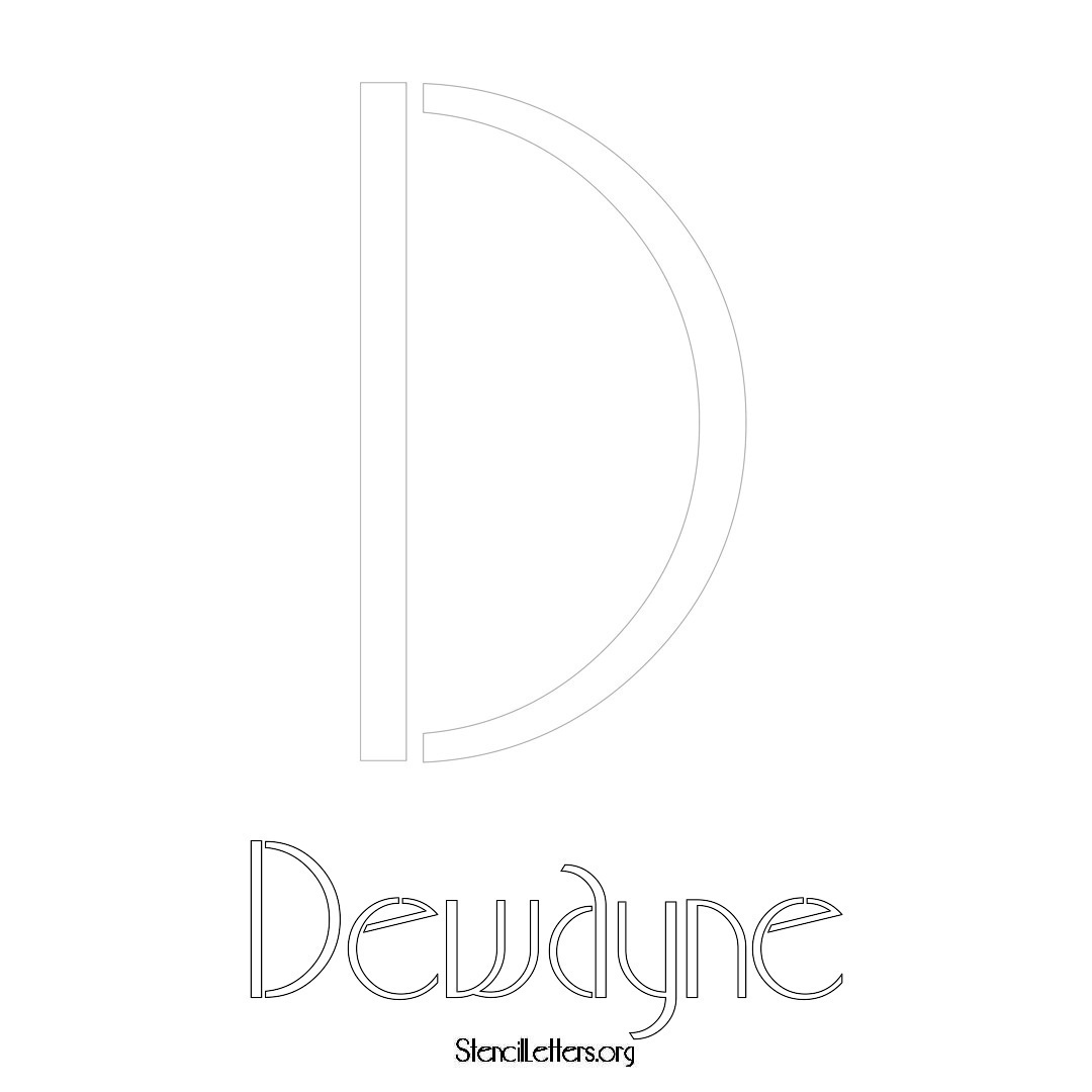 Dewayne printable name initial stencil in Art Deco Lettering