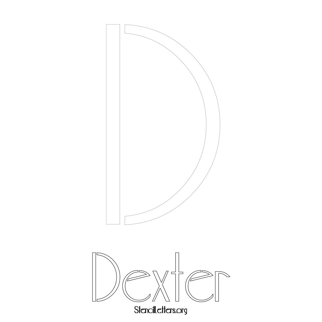 Dexter printable name initial stencil in Art Deco Lettering