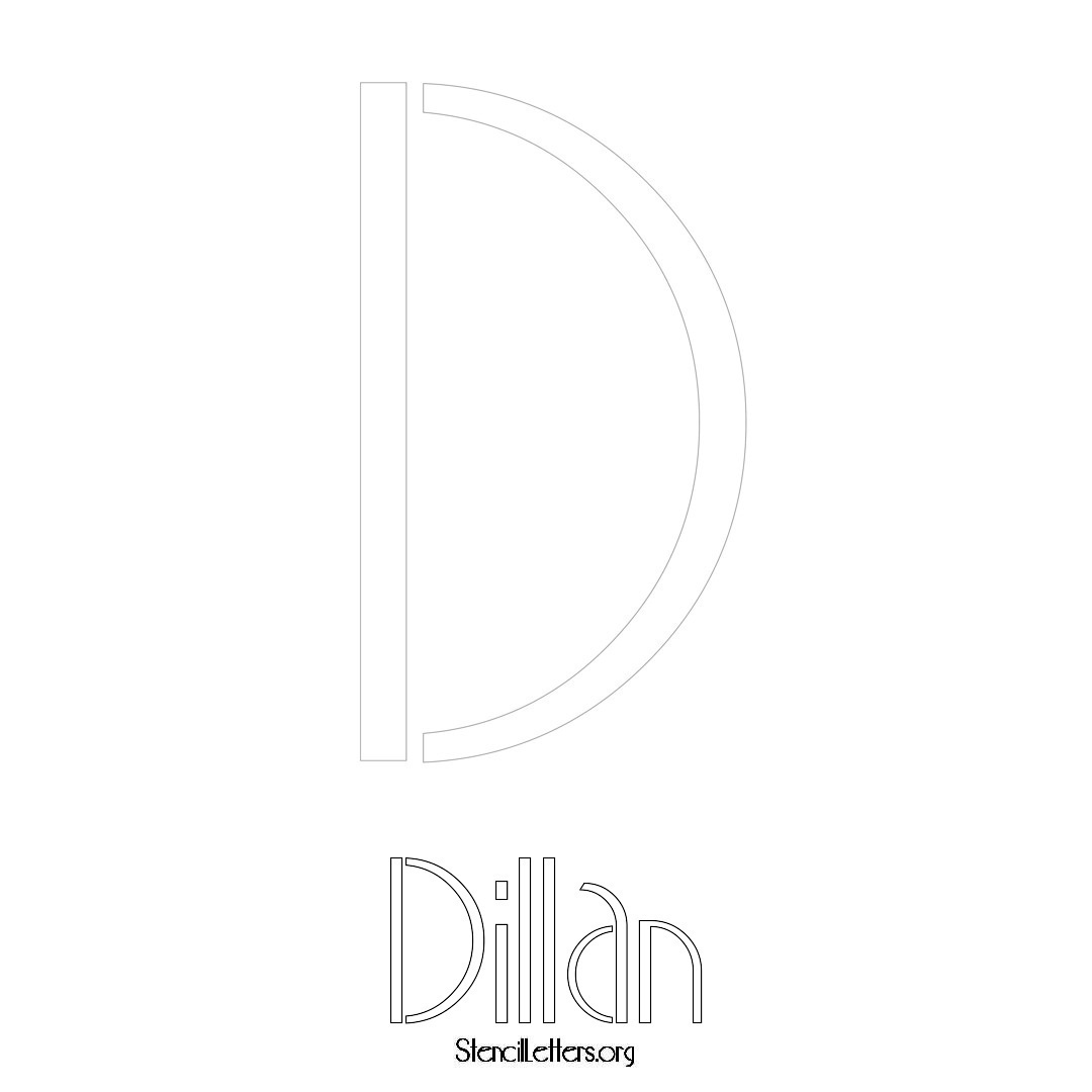 Dillan printable name initial stencil in Art Deco Lettering